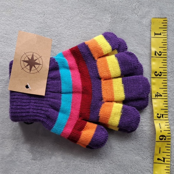NWT Fanes Paul Youth Girls Winter Gloves Lined Multicolor Purle Yellow Orange - Picture 4 of 6